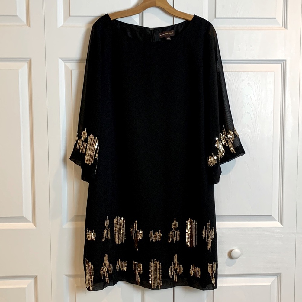Black dress with gold sequins